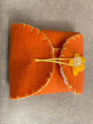 orange felt needle case